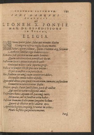 Iani Damiani ad Leonem X. Pontif. Max. ...