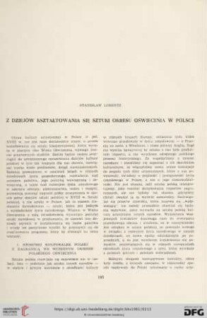 Z dziejów kształtowania się sztuki okresu Oświecenia w Polsce