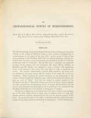 An archaeological survey of Herefordshire