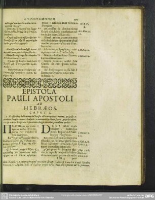 Epistola Pauli Apostoli Ad Hebraeos