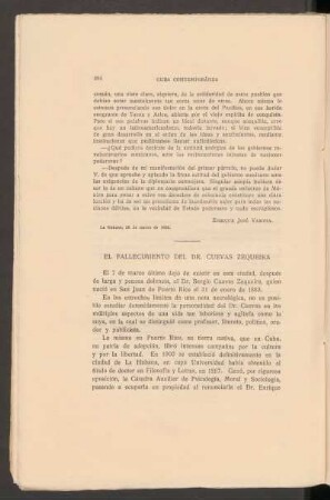 El fallecimiento del Dr. Cuevas Zequeira