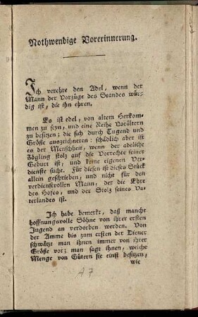 Nothwendige Vorerinnerung.
