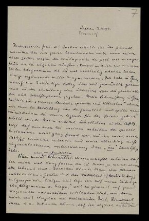Nr. 7: Brief von Max von Waldberg an Edward Schröder, Meran, 3.4.1892