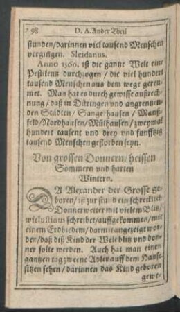 Von grossen Donnern/ heissen Sommern und harten Wintern.