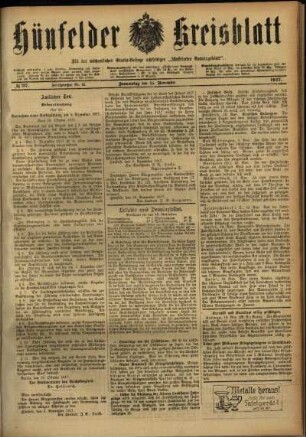 Ausgabe vom Donnerstag, den 15. November 1917.