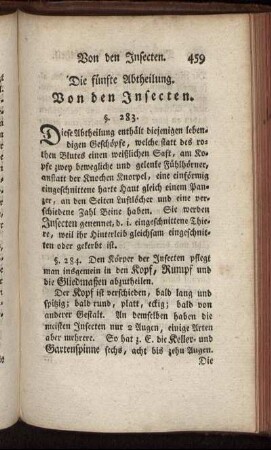Die fünfte Abtheilung. Von den Insecten.