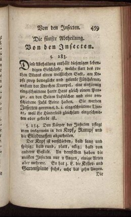 Die fünfte Abtheilung. Von den Insecten.