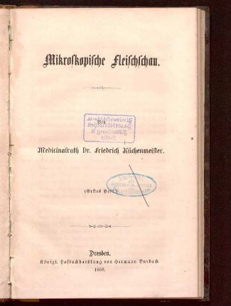1: Mikroskopische Fleischschau