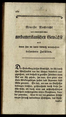 Neueste Nachricht von einem schädlichen nordamerikanischen Gewächse und denen hier im Lande dadurch verursachten besondern Zufällen.