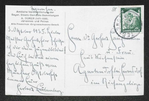 Brief von Herbert Eulenberg an Gerhart Hauptmann und Margarete Hauptmann