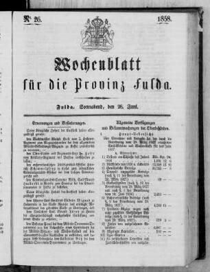 Nr. 26, Ausgabe vom 26. Juni 1858