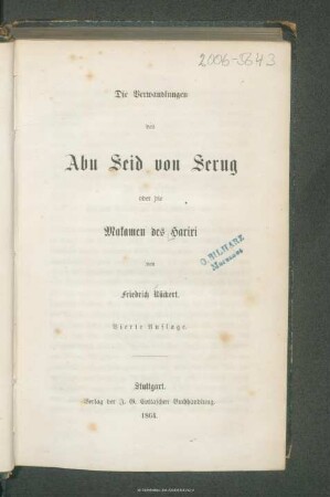 Die Verwandlungen des Abu Seid von Serug oder die Makamen des Hariri