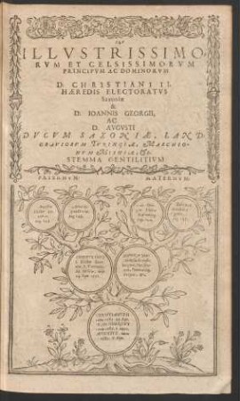 Illustrissimorum Et Celsissimorum Principum Ac Dominorum D. Christiani II. Haeredis Electoratus Saxoniae & D. Ioannis Georgii, Ac D. Augusti ...