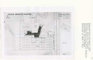 Anhalter Bahnhof, Berlin-Kreuzberg (Diplomarbeit bei Bernhard Hermkes): Autos, Grundriss Ebene + 33.00, 1:500