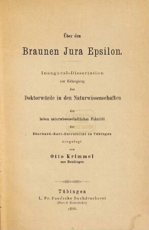 Über den Braunen Jura Epsilon