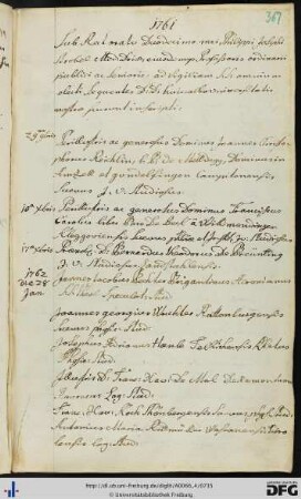 [fol. 367] Rektorat Philipp Josef Strobel 1761/62