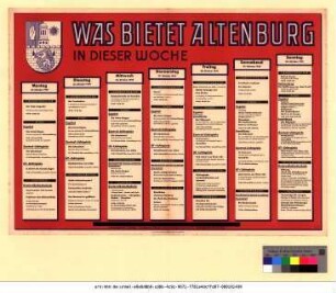 Originaltitel: Was bietet Altenburg in dieser Woche 24. Oktober bis 30. Oktober 1949