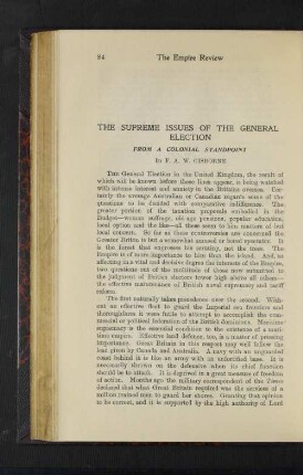 The Supreme Issues of the General Election