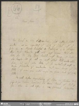Eigenh. Brief von Therese Huber an August Wilhelm von Schlegel, Mainz, 22.04.1790