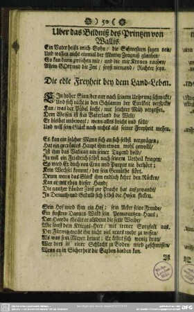 Die edle Freyheit bey dem Land-Leben