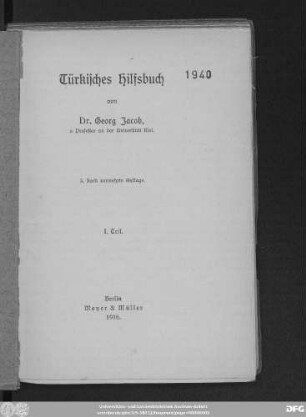 T. 1: Türkisches Hilfsbuch