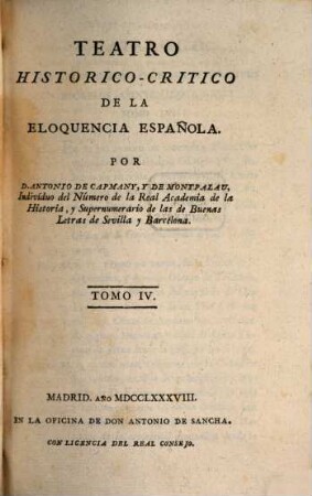 Teatro Historico-Critico De La Eloquencia Española. 4