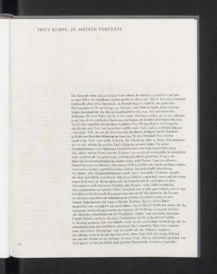 Fritz Kempe: Zu meinen Porträts