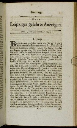 No. 93. Den 19ten November 1790.