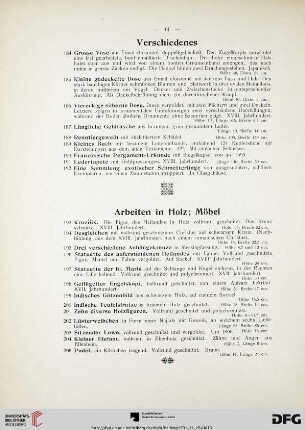 Arbeiten in Holz; Möbel (Nr. 193-278)