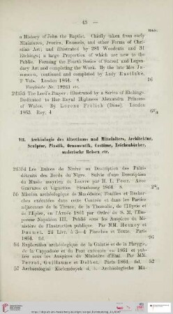 VII. Archäologie des Alterthums und Mittelalters, Architektur, Sculptur, Plastik, Ornamentik, Costüme, Zeichenbücher, malerische Reisen etc (Nr. 24354 - 24415)