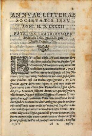 Annuae litterae Societatis Jesu : anni ... [1.] 1582 (1583)