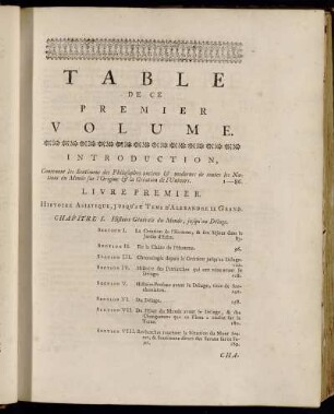 Table de ce Premier Volume.