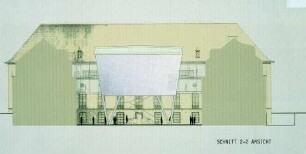 Entwurf zur Erweiterung des Ernst-von-Hülsen-Hauses (2. Preis des Architektenwettbewerbs, Nr. 26) — Schnitt 2-2 (Nord-Süd-Richtung)
