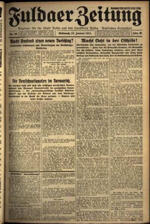Erste Ausgabe vom Mittwoch, den 25. Januar 1933.