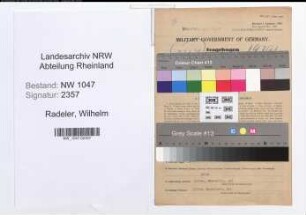 Entnazifizierung Wilhelm Radeler , geb. 14.09.1910 (Heizer)