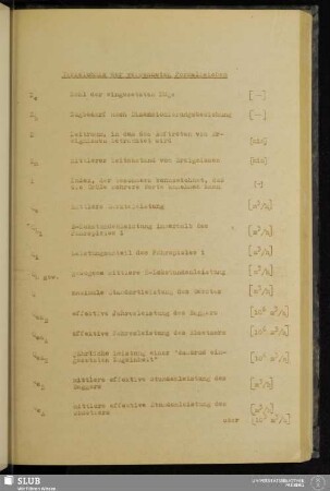 Verzeichnis der verwendeten Formelzeichen