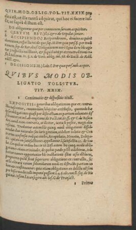 Quibus Modis Obligatio Tollitur. Tit. XXIX.