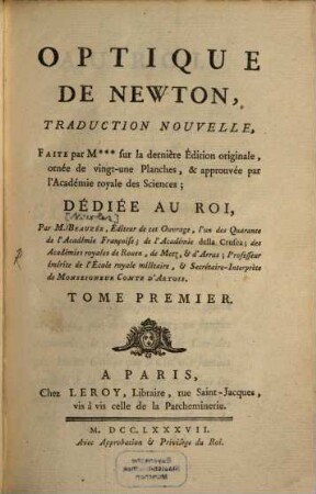 Optique De Newton. 1