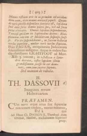 II. - TH. DASSOVII Imagines rerum Hebraecarum