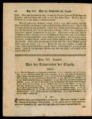 Das XIV. Kapitel. Von der Temperatur der Orgeln