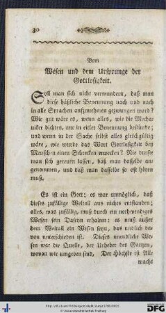 Vom Wesen und dem Ursprunge der Gottlosigkeit.