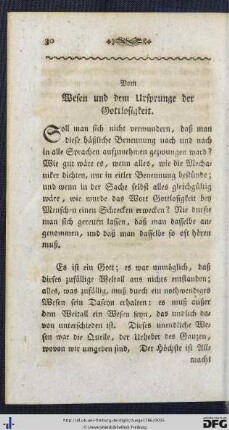 Vom Wesen und dem Ursprunge der Gottlosigkeit.