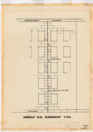 Reichsluftfahrtministerium, Berlin: Fassadenschnitt/-ansicht Q2L (Ehrenhof)) [1:50]