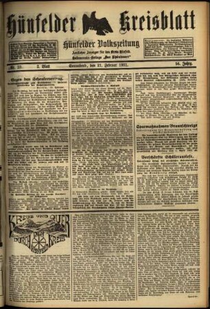Zweite Ausgabe vom Samstag, den 21. Februar 1931.
