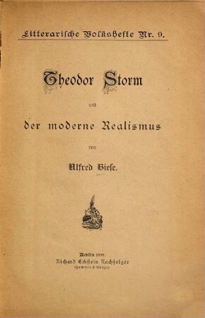Theodor Storm und der moderne Realismus