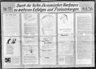 Sozialistischer Leistungswille auf der Wandzeitung des VEB Feinspinnerei Erzgebirge Venusberg