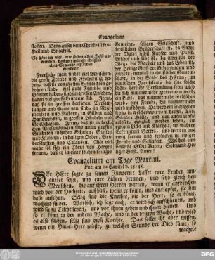 Evangelium am Tage Martini, Luc. am 12 Capitel v. 35:48.
