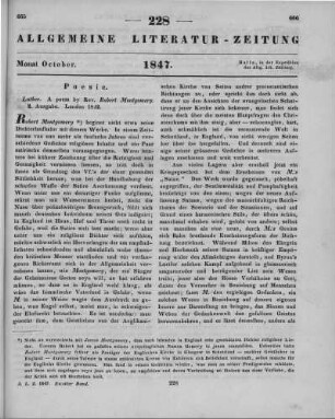 Montgomery, R.: Luther. A Poem. 2. Ausg. London 1842