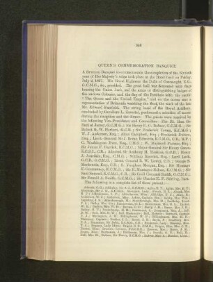 Queen´s Commemoration Banquet. Report of Proceedings.