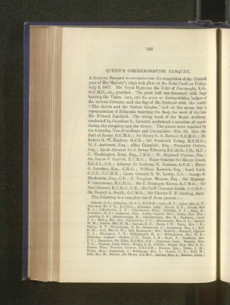 Queen´s Commemoration Banquet. Report of Proceedings.